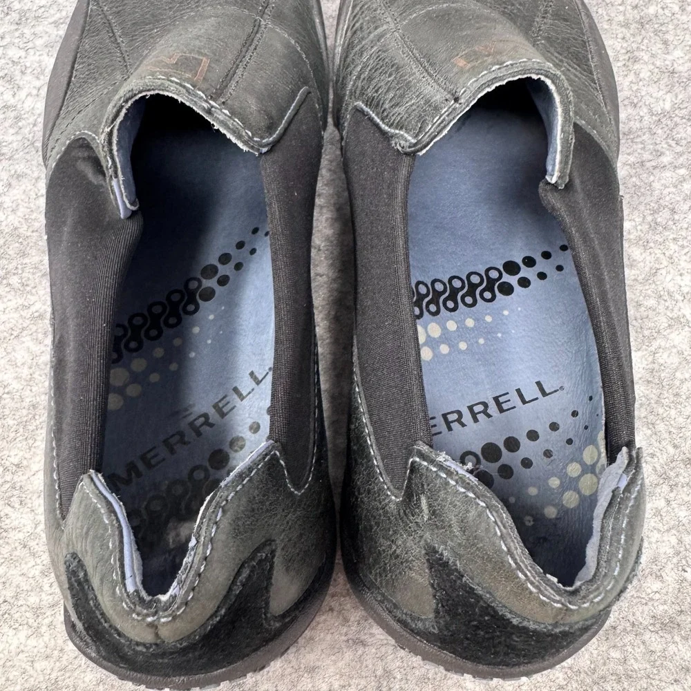 Merrell Moccasins Leather Slip On Casual Driving Loafers Shoes Mens Sz 9 Black